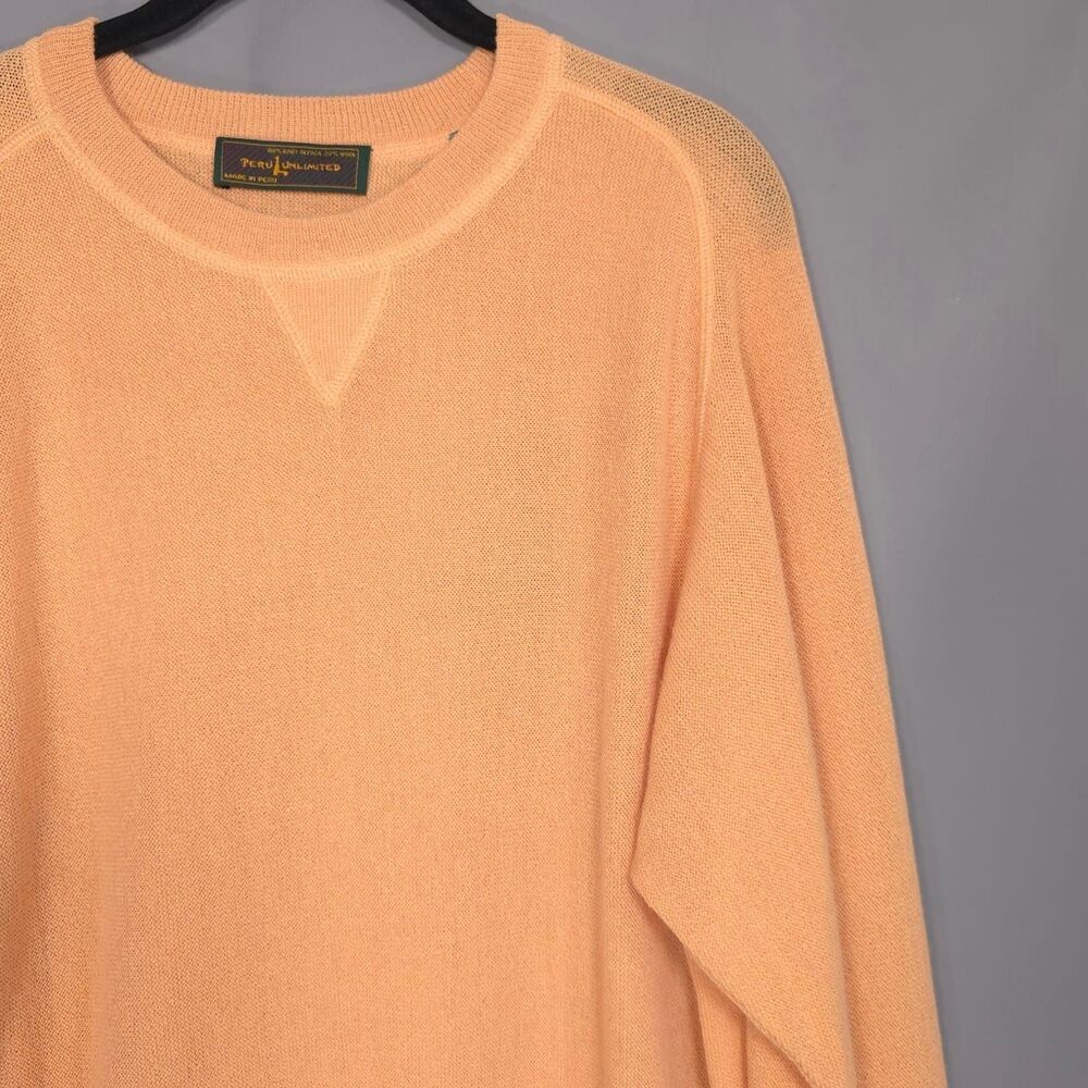 PERU UNLIMITED BABY ALPACA WOOL Knit Pullover Sweater‎ LARGE Orange PERU MADE - Picture 5 of 8